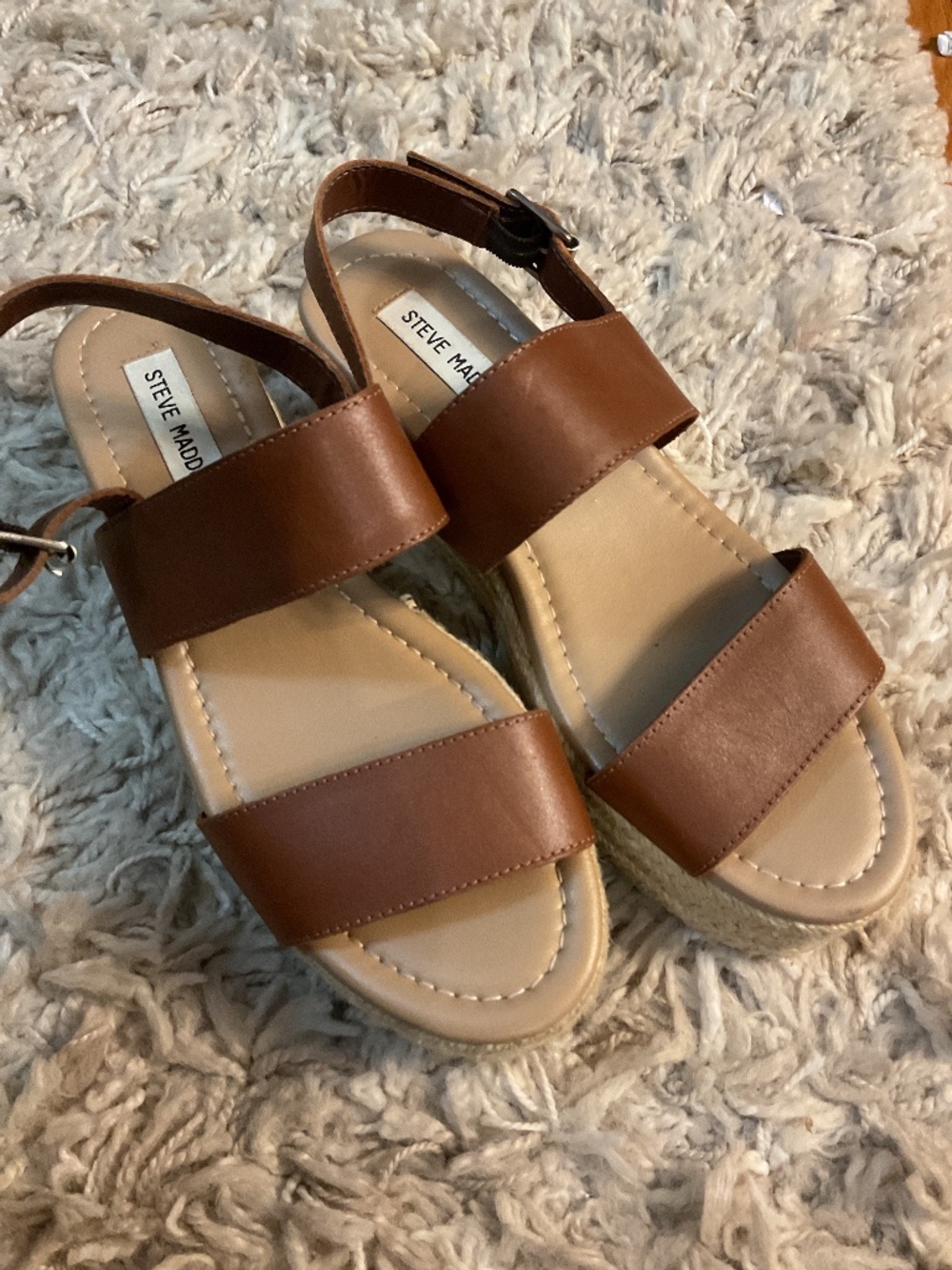 NWOT Steve Madden Tan/Brown platform espadrille wedges